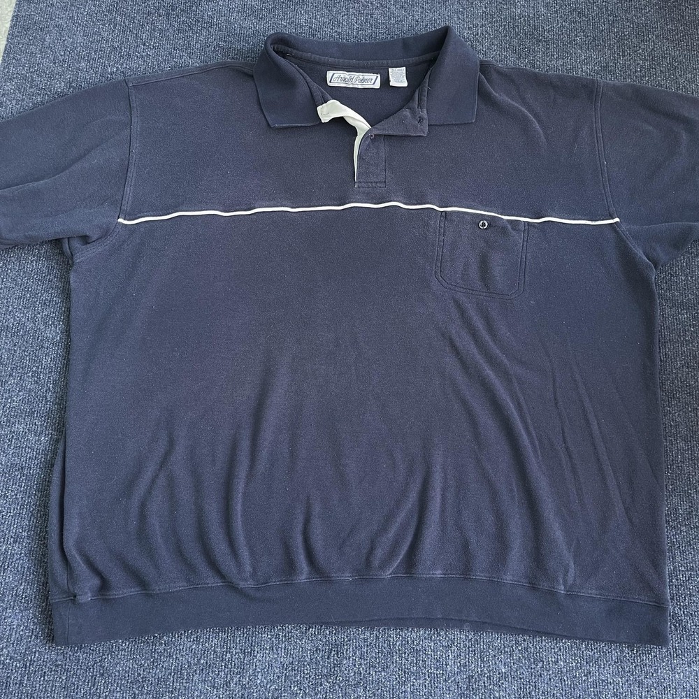 Vintage Arnold Palmer Polo Shirt Mens 4XLT Blue Banded Hem Taiwan Pocket Golf
